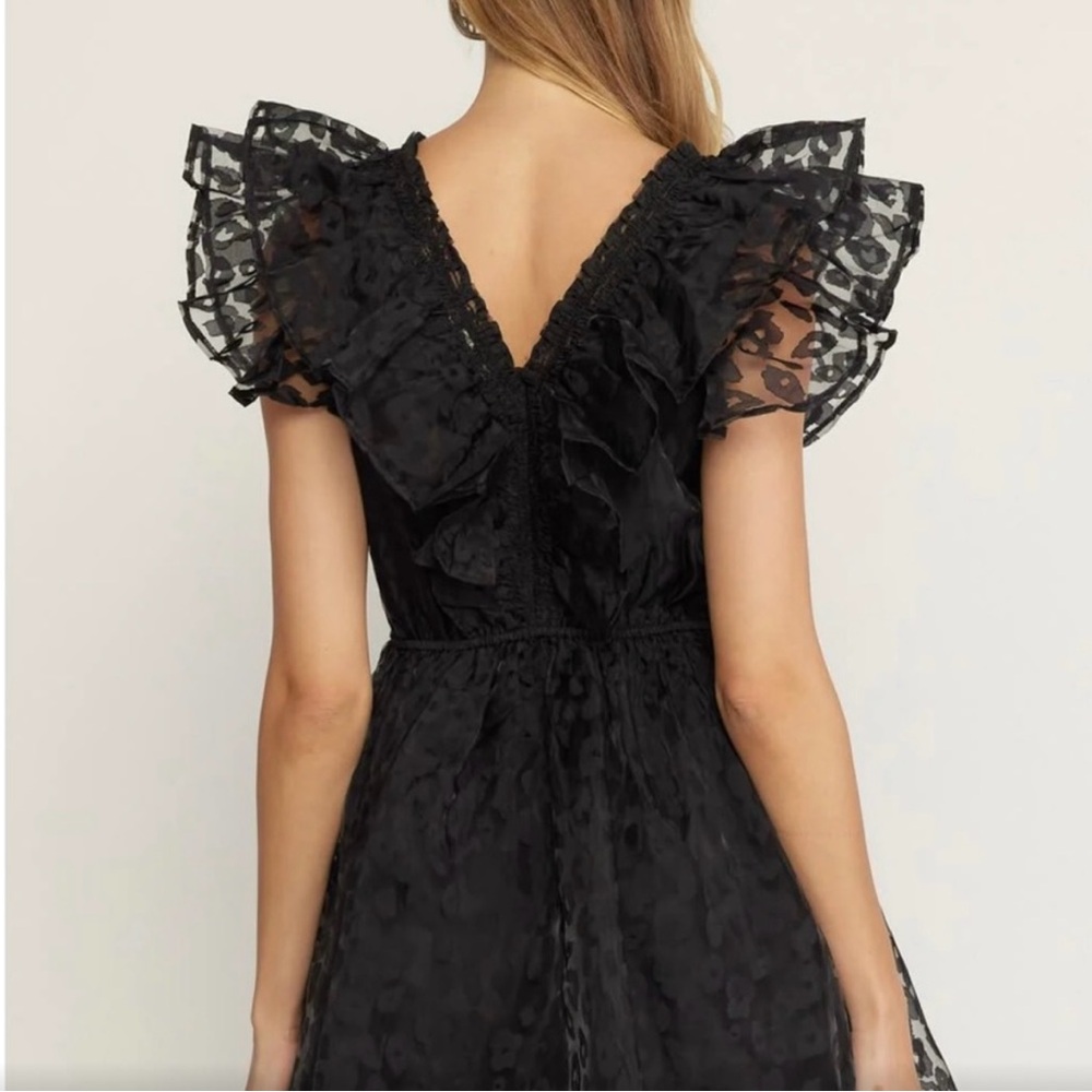 NWT Entro Black Leopard Ruffle Mini Dress - Picture 3 of 6